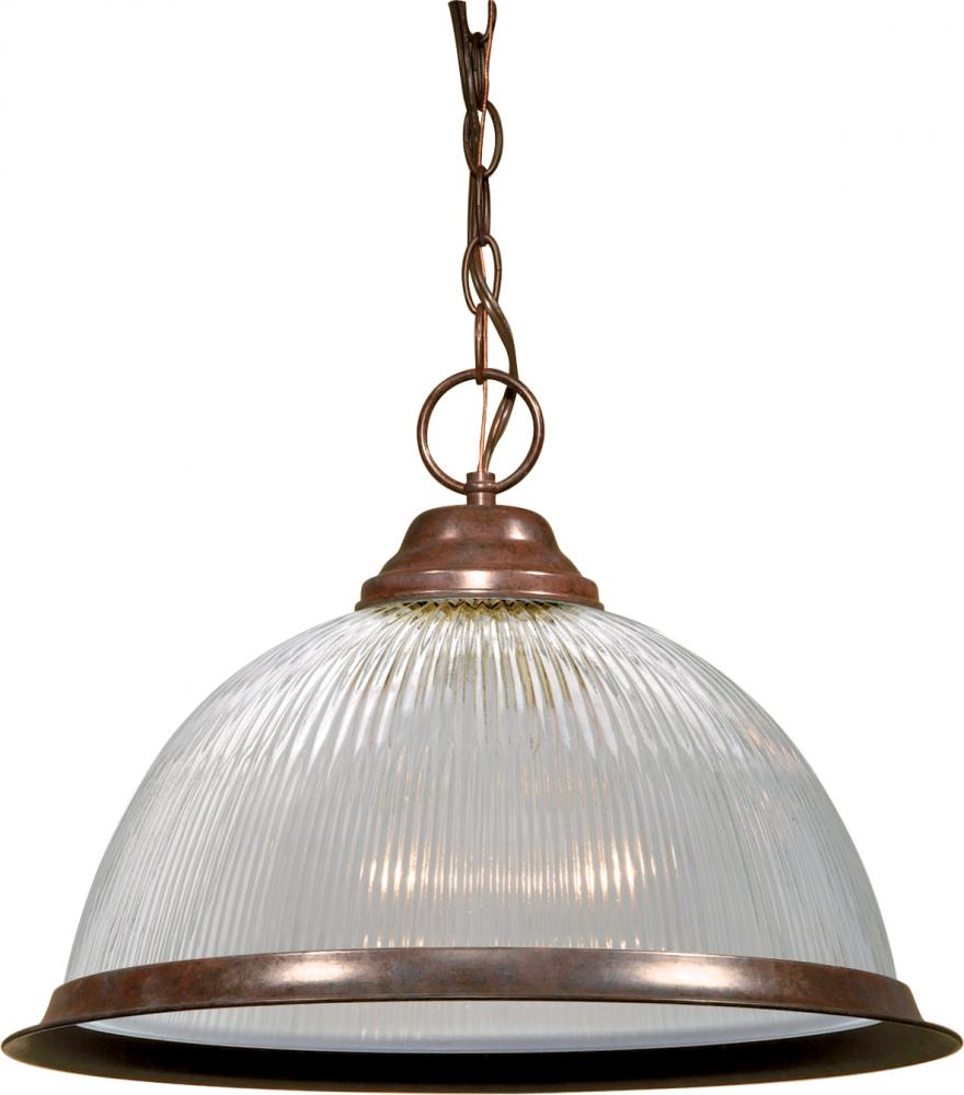 1 Light - 15&#34; Pendant with Clear Prismatic Glass - Old Bronze Finish