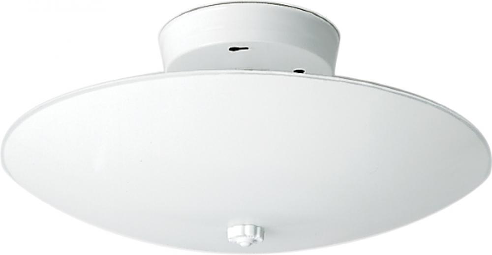 2 Light - 12&#34; Flush with White Round Glass - White Finish