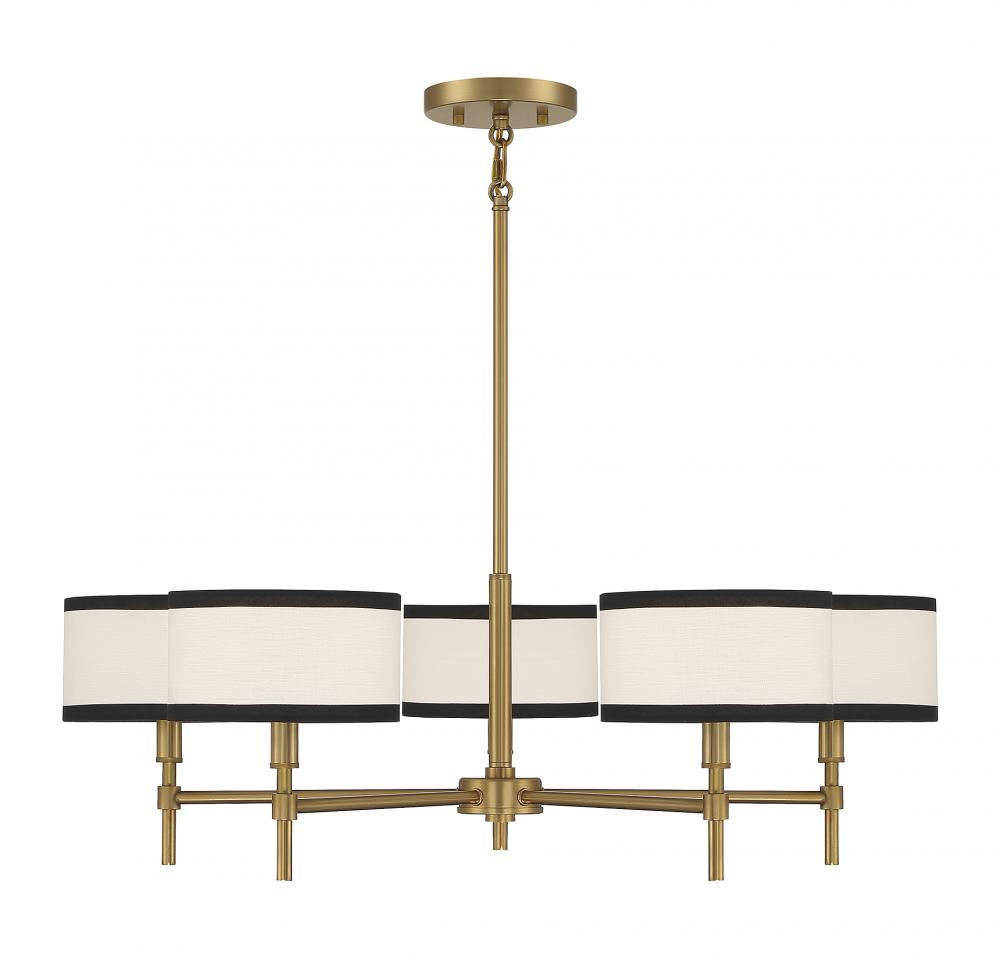 5-Light Chandelier in Natural Brass