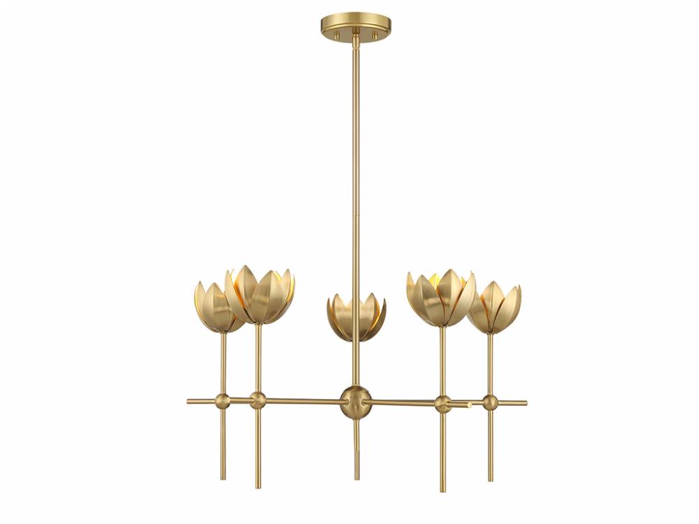 5-Light Chandelier in Natural Brass