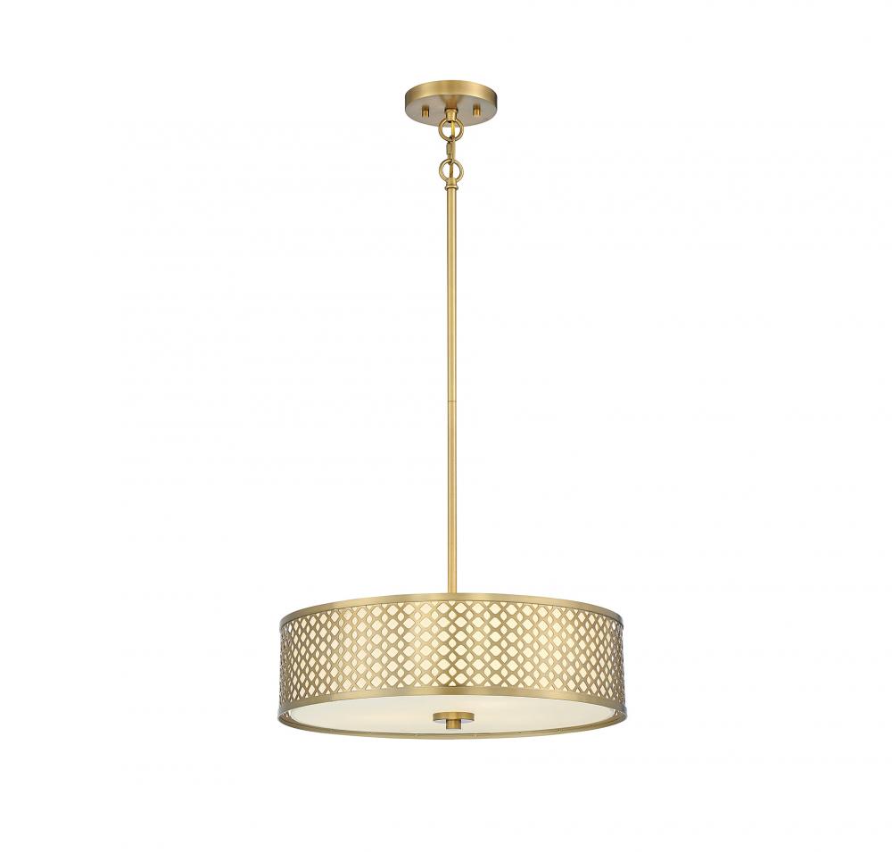 3-Light Pendant in Natural Brass