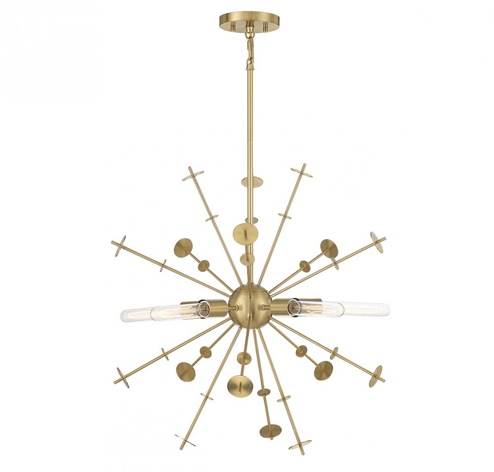 5-Light Pendant in Natural Brass