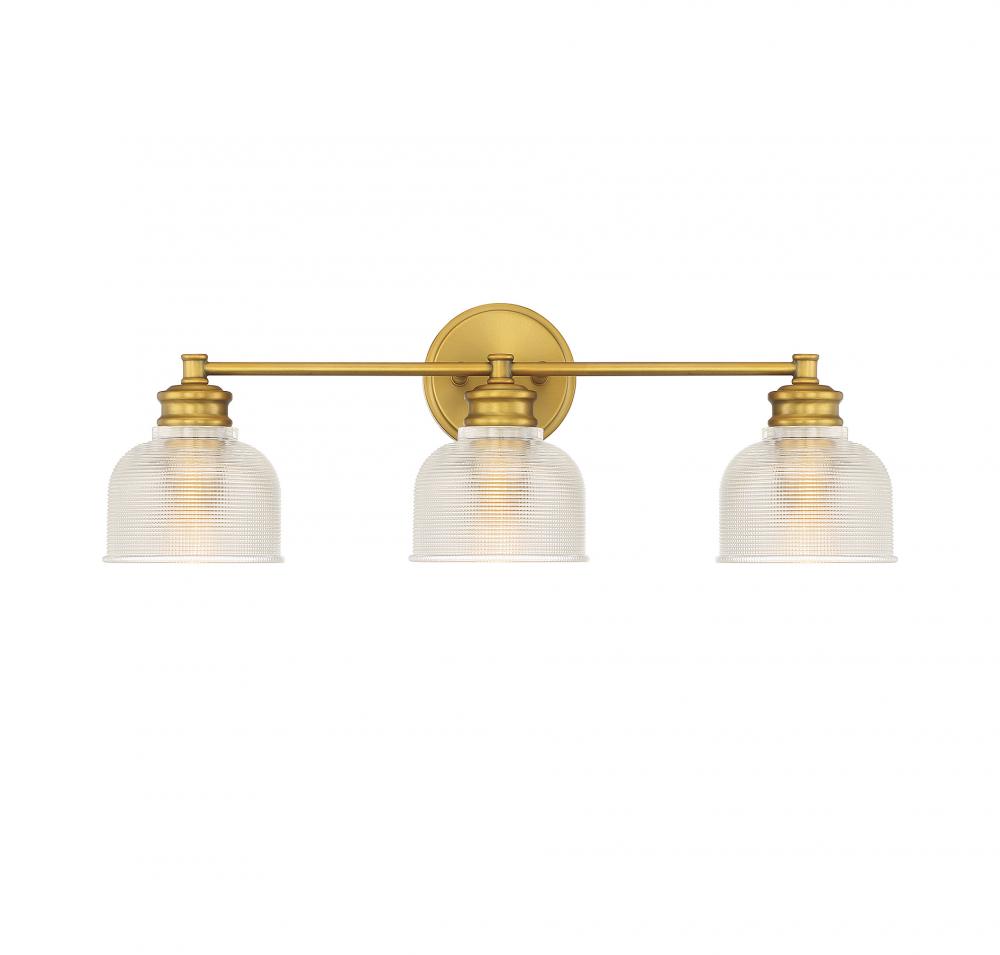 3-Light Bathroom Vanity Light in Natural Brass