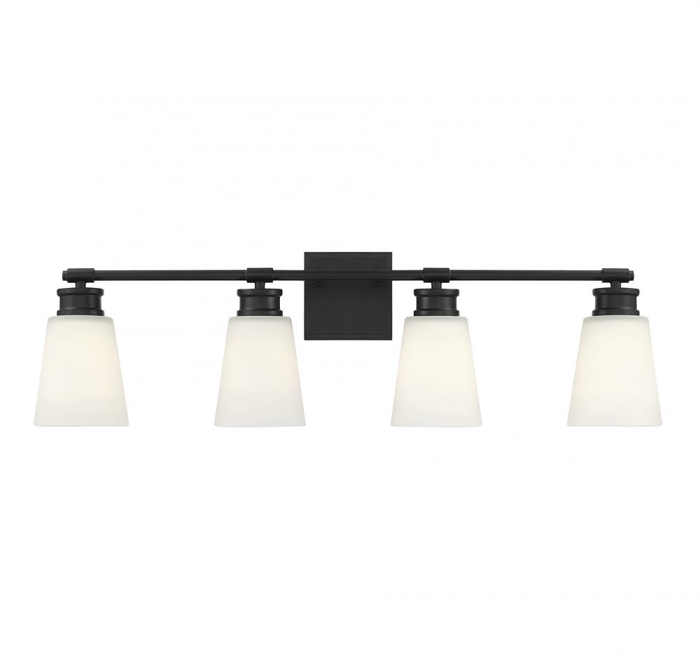 4-Light Bathroom Vanity Light in Matte Black