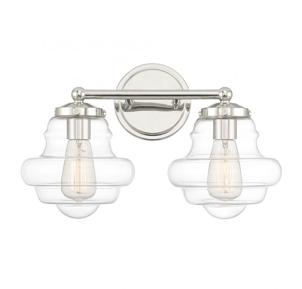 2-Light Bathroom Vanity Light in Polished Nickel