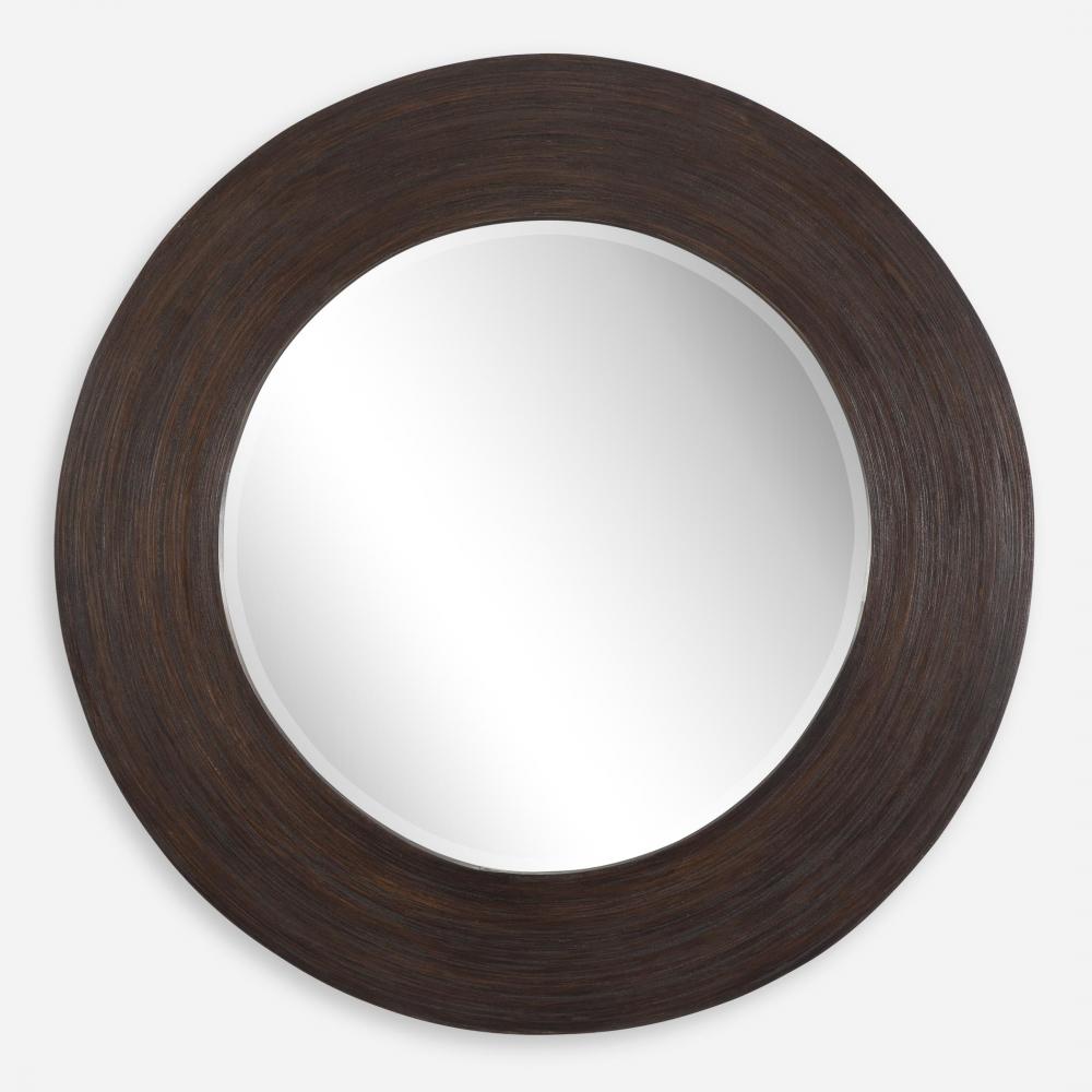 Dutton Dark Walnut Round Mirror