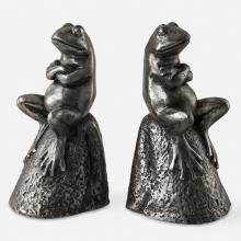 Uttermost 18150 - Daydreaming Frogs Aged Silver Bookends, S/2