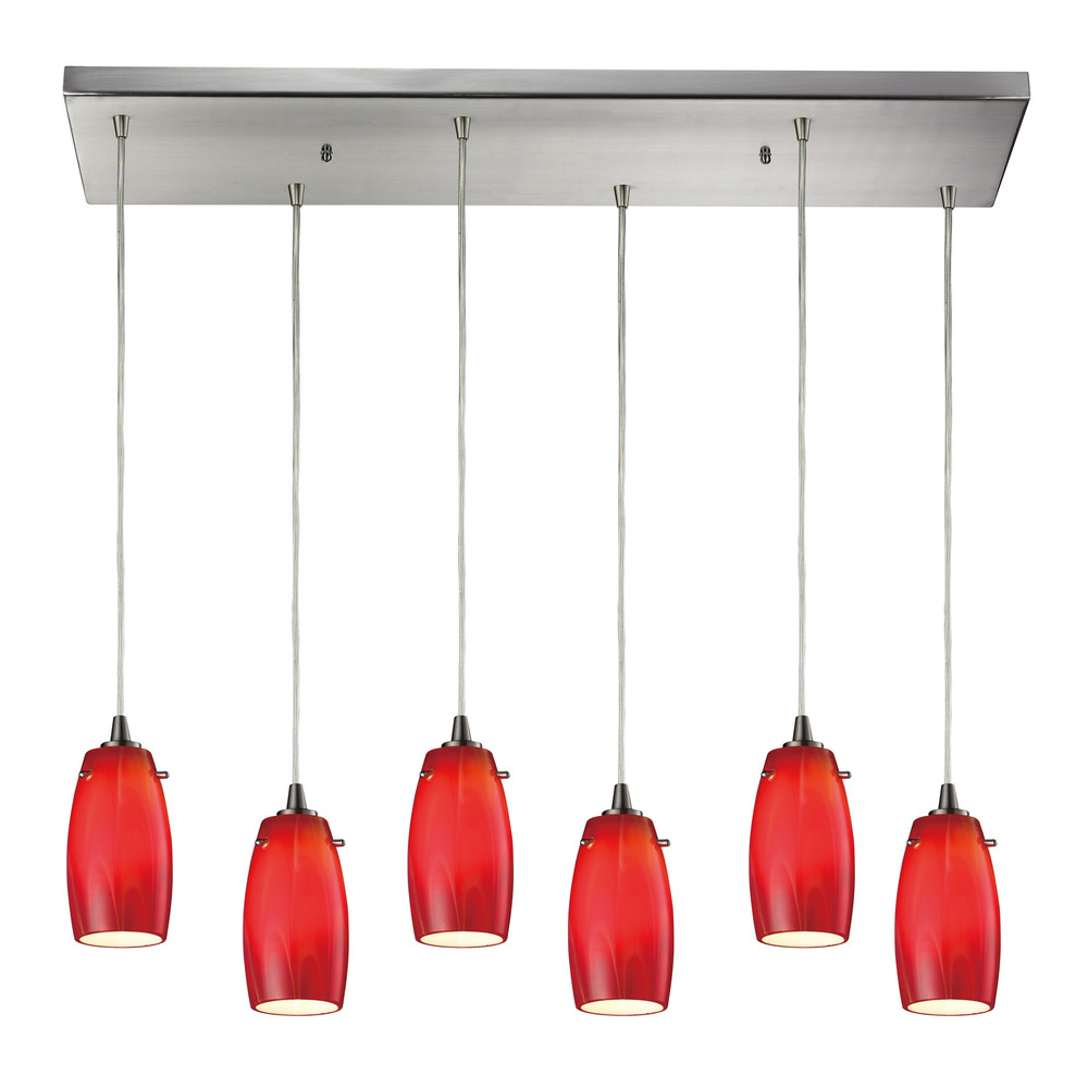 Favelita 6 Light Pendant In Satin Nickel And Che