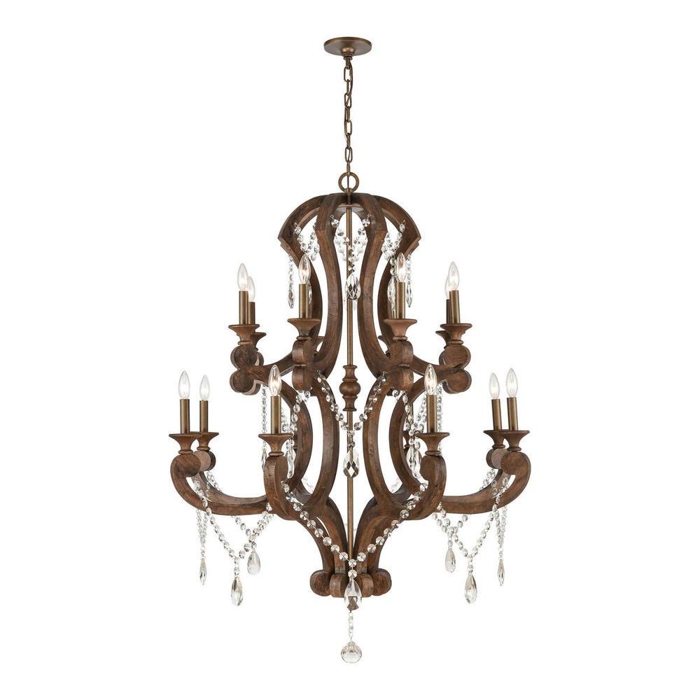 San Sebastian 16-Light Chandelier in Spanish Antiquewood and Dark Bronze