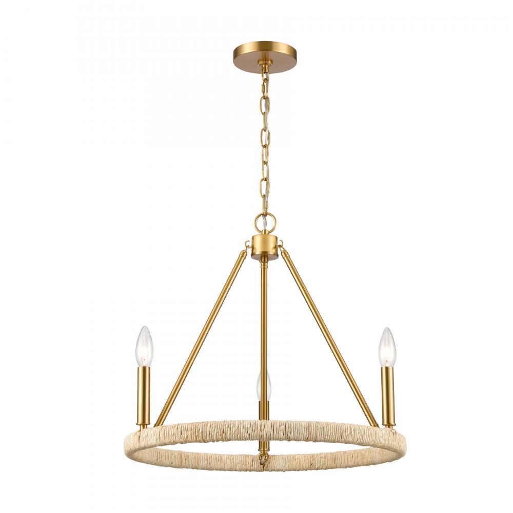 Abaca 20&#39;&#39; Wide 3-Light Chandelier - Brushed Gold