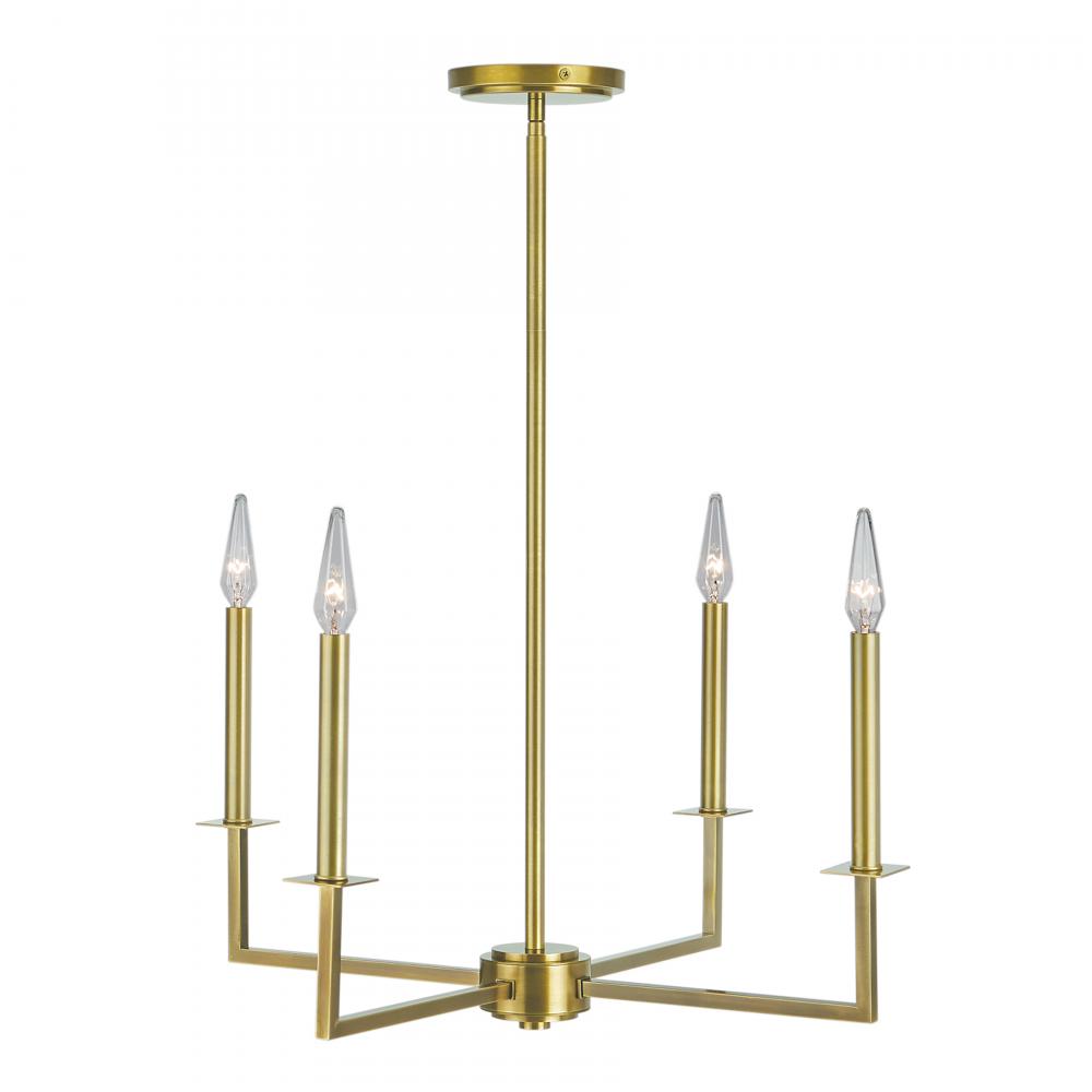 Ray 25.25&#39;&#39; Wide 4-Light Chandelier - Aged Brass