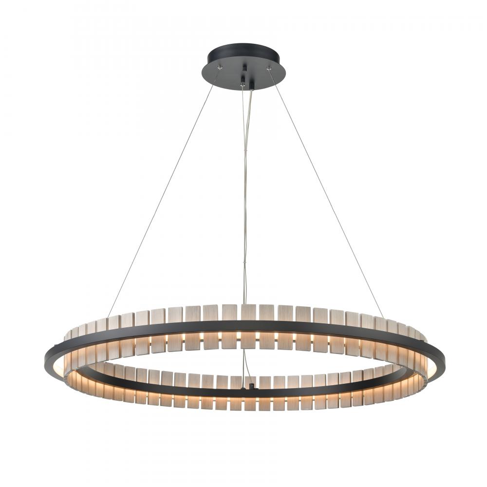 Hugo 36&#39;&#39; Wide Integrated LED Pendant - Matte Black with Sunbleached Oak