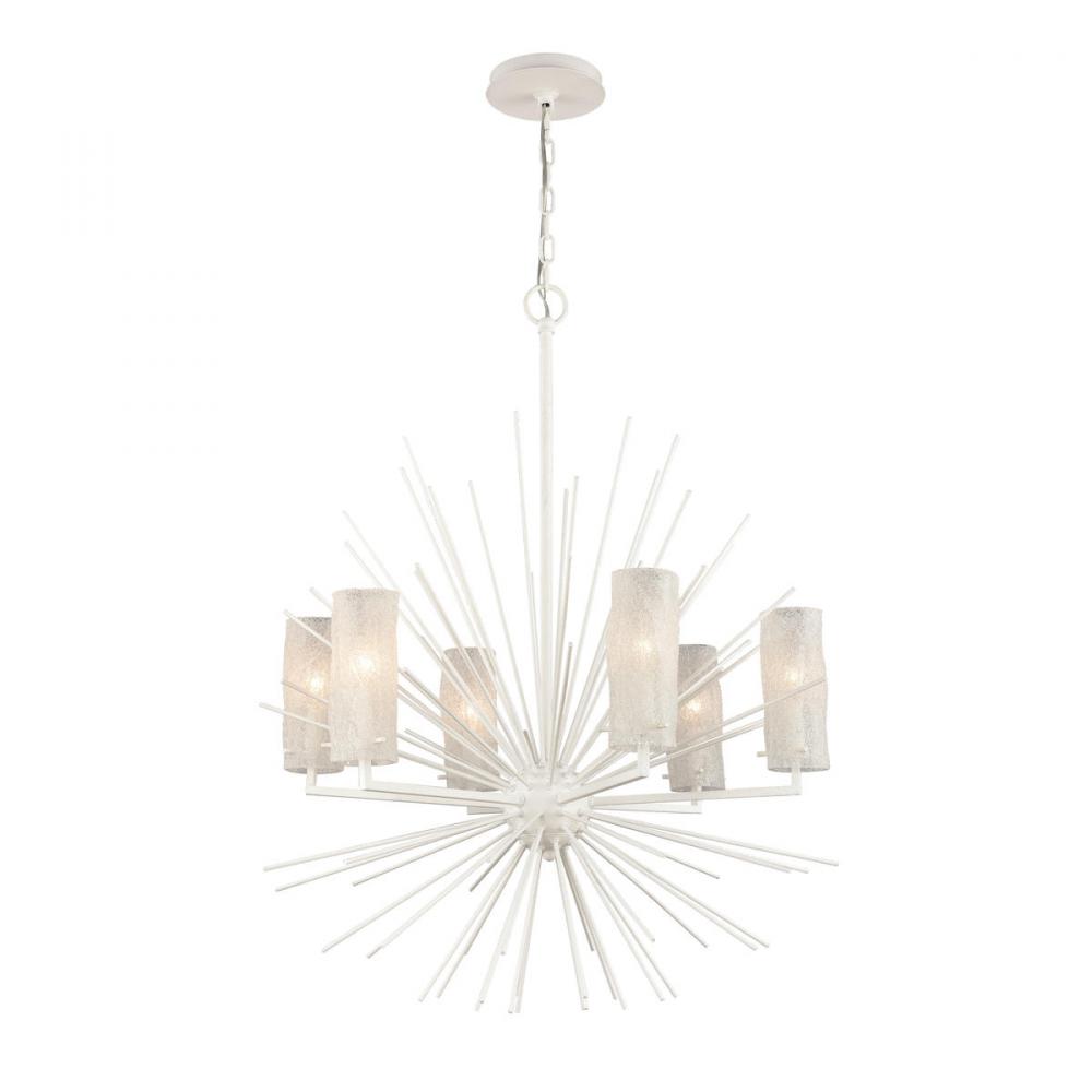 Sea Urchin 27&#39;&#39; Wide 6-Light Chandelier - White Coral