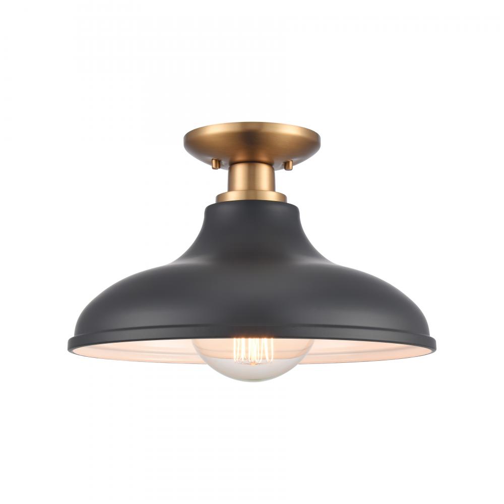 Grenville 13&#39;&#39; Wide 1-Light Semi Flush Mount - Brushed Gold