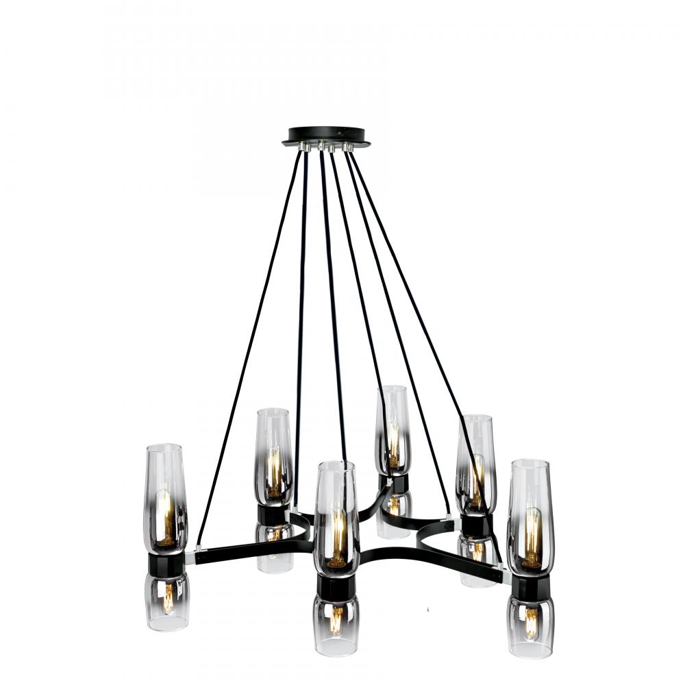 Flame 36&#39;&#39; Wide 12-Light Chandelier - Matte Black With Chrome